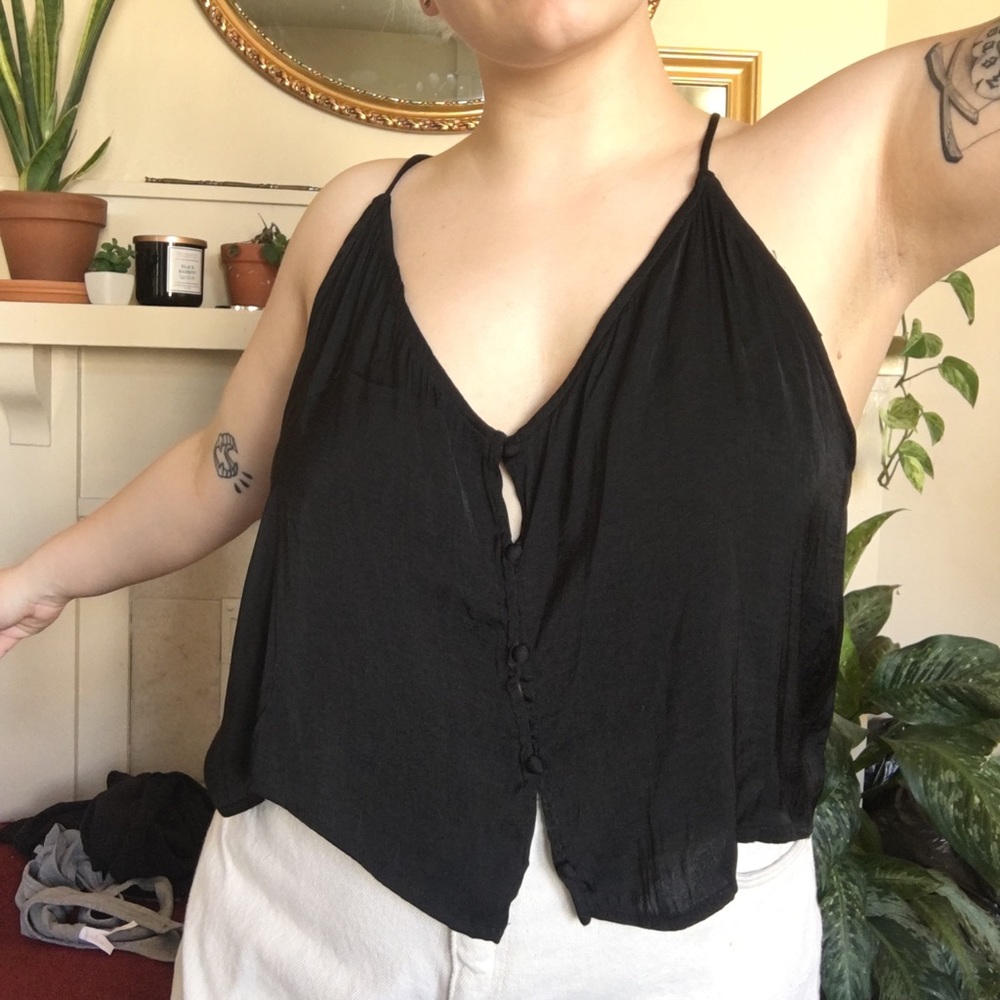 black button down crop top